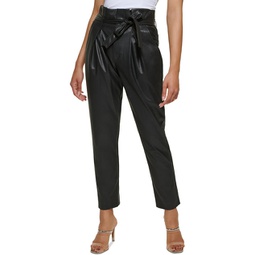 womens faux-leather high-rise ankle pants