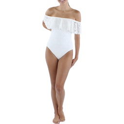 womens crochet off-the-shoulder one-piece swimsuit