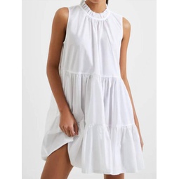rhodes poplin sleeveless tiered dress in white