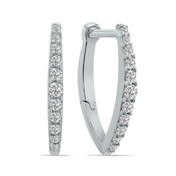 1/4 ctw heart shape lab grown diamond huggies hoop earrings in 10k white gold f-g color, vs1- vs2 clarity