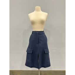 midi skirt with pockets in steel blue