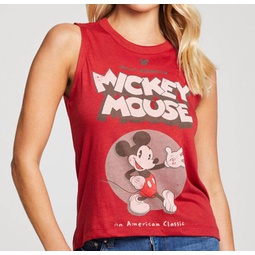 mickey mouse american classic cropped hi/lo top in red