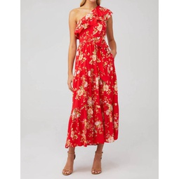 malia dress in flirty floral red