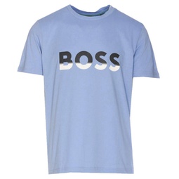 mens big logo jersey cotton t-shirt in forever blue/asphalt grey