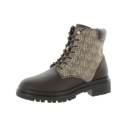 carlee womens suede shearling combat & lace-up boots