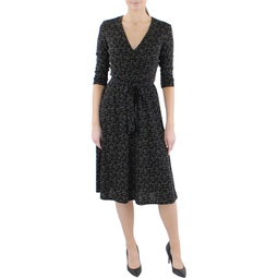 womens jersey printed fit & flare dress