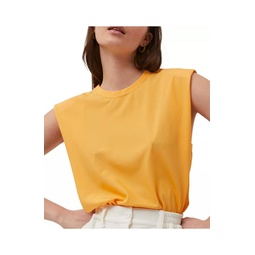 shoulder pad crepe top in beeswax orange