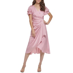 womens midi faux-wrap cocktail and party dress