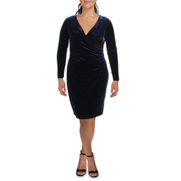 womens velvet surplice cocktail and party dress
