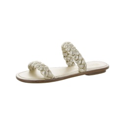 miami womens leather flat slide sandals