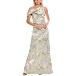 asymmetric silk-blend gown