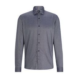 regular-fit shirt in patterned and structured material
