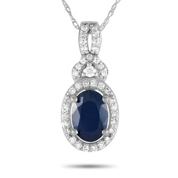 lb exclusive 14k white gold 0.15ct diamond and sapphire necklace pd4-15738wsa