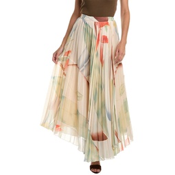 pleated silk-lined wrap skirt