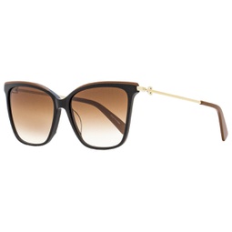 womens square sunglasses lo683s 001 black/brown/gold 56mm