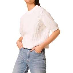 luna womens cotton waffle knit crop sweater
