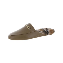 savanna womens leather faux fur lined mules