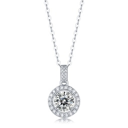 sterling silver with 1ctw lab created moissanite halo cluster drop pendant necklace