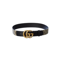 double g buckle gg supreme canvas & leather belt, 75