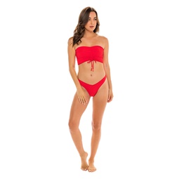 rio high leg cheeky bikini bottom - amore red paisley