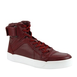 mens high top strong leather sneakers with strap