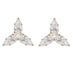 14k gold dainty cubic zirconia cluster stud earrings