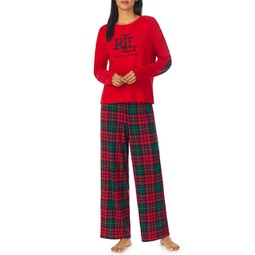 womens crew neck knit pajama set