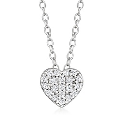 by ross-simons pave diamond heart necklace in sterling silver