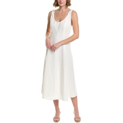 paneled linen-blend dress