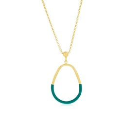 sterling silver, petrolio enamel pear-shaped necklace - gold plated