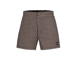 quick-drying swim shorts with hounstooth pattern