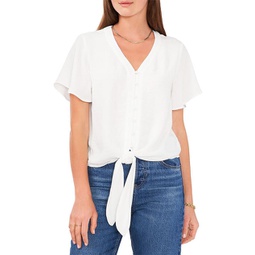 womens button-down tie front blouse