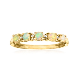 canaria opal 5-stone ring with diamond accents in 10kt yellow gold