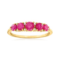 canaria ruby 5-stone ring with diamond accents in 10kt yellow gold