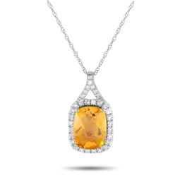 lb exclusive 14k white gold 0.13ct diamond and citrine pendant necklace pd4-15472wcit