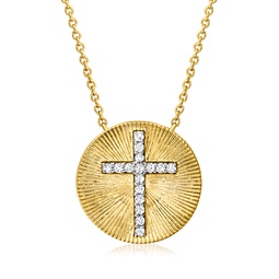 diamond cross medallion necklace n 18kt gold over sterling