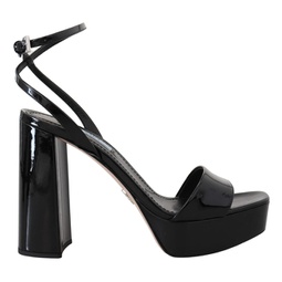 patent sandals ankle strap heels womens leather