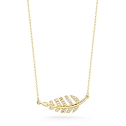 14k gold & diamond leaf necklace