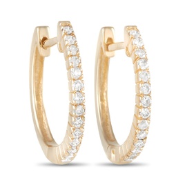 lb exclusive 14k yellow gold 0.27ct diamond hoop earrings