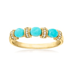 canaria turquoise ring with diamond accents in 10kt yellow gold