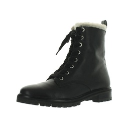 jemma womens leather ankle combat & lace-up boots