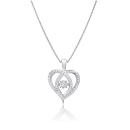 dancing diamond miraculous love real diamond heart pendant necklace in sterling silver (1/6 ct.tw), 18 chain