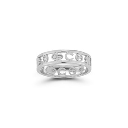 14k white gold & diamond charm band ring
