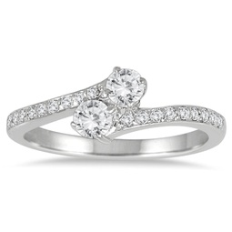 1/2 carat tw two stone diamond ring in 14k white gold