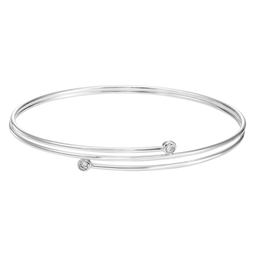 sterling silver cubic zirconia layered cuff bracelet