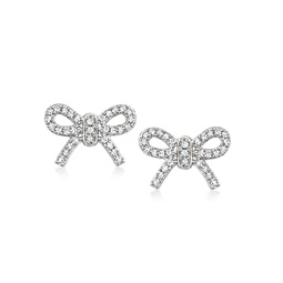 by ross-simons 0. diamond bow stud earrings in sterling silver