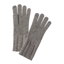 cable knit cuff cashmere gloves