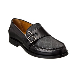 gg buckle gg supreme canvas & leather loafer