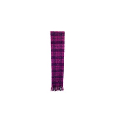 plaid fringed scarf in purple lana vergine