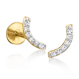 by ross-simons diamond-accented curved bar stud earrings in 14kt yellow gold